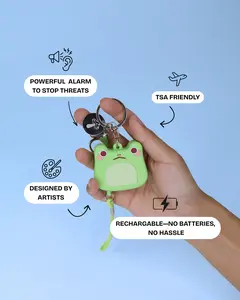 Tiny Protectors Original Personal Safety Alarm - Moss the Frog - Piercinig Alarm, Portable, Cute Characters