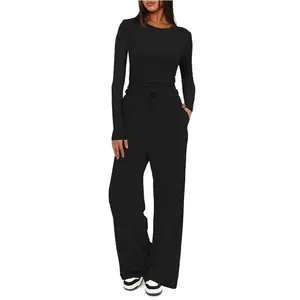 Women's 2 Piece Sets Fall Outfits Long Sleeve Wide Leg Tracksuits Casual Lounge Set Matching Sets