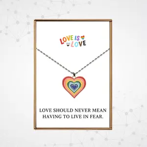 Pride necklace for women, Gay subtle gift,  lesbian necklace, Bi pride jewelry subtle, Rainbow heart necklace