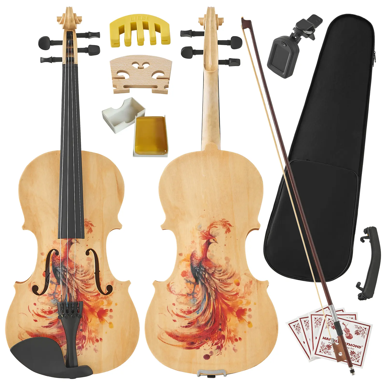 Professional 4/4 Full-Size Violin - Premium Sound, Durable & Lightweight Design with Complete Accessories, Exquisite Handcrafted Finish, Ideal Unique Gift for Musicians