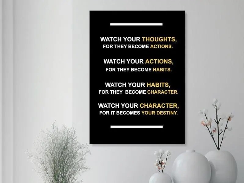 Motivational Watch Your Thoughts Poster, Success Mindset Wall Art, Inspirational Office Decor
