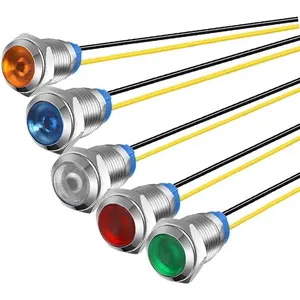 5Pcs 10mm 110V-220VAC LED Metal Indicator Light Waterproof Signal Lamp (Green/Orange/Red/Blue/White 5Pcs)