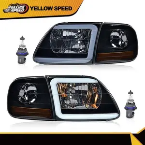 Fit for 97-04 F-150 Expedition LED DRL Headlights & Corner Lights Black/Smoked