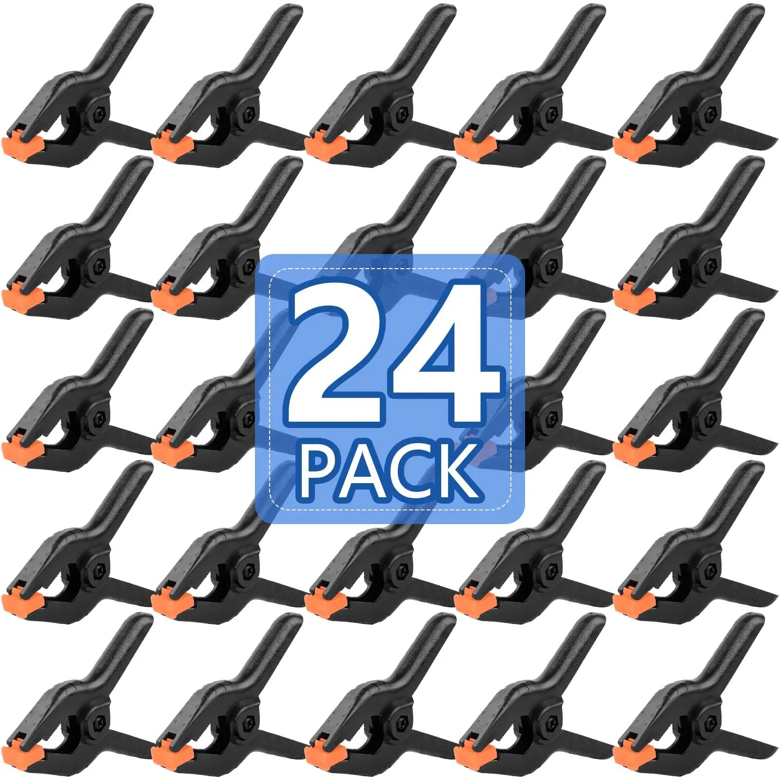 24 Pack 3.5 Inch Plastic Spring Clamps  Black Heavy Duty Clips Backdrop For Crafts Stand Woodworking Photography