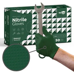 WeCare Diamond Textured 8 Mil Nitrile Gloves Green WeCare Diamond Textured 8 Mil Nitrile Gloves Green