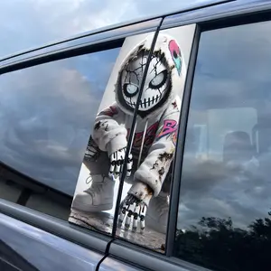 2 pieces of cool little hero car stickers, easy to tear and stick B-pillar protection decals, car B-pillar decals accessories Sticker for Cars