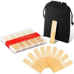 Alto Sax Reeds 2.5 - 10 Pack for Beginners & Students, Easy Blowing Practice Saxophone Reeds with Plastic Box &  Bag, Soft Strength for Daily Use