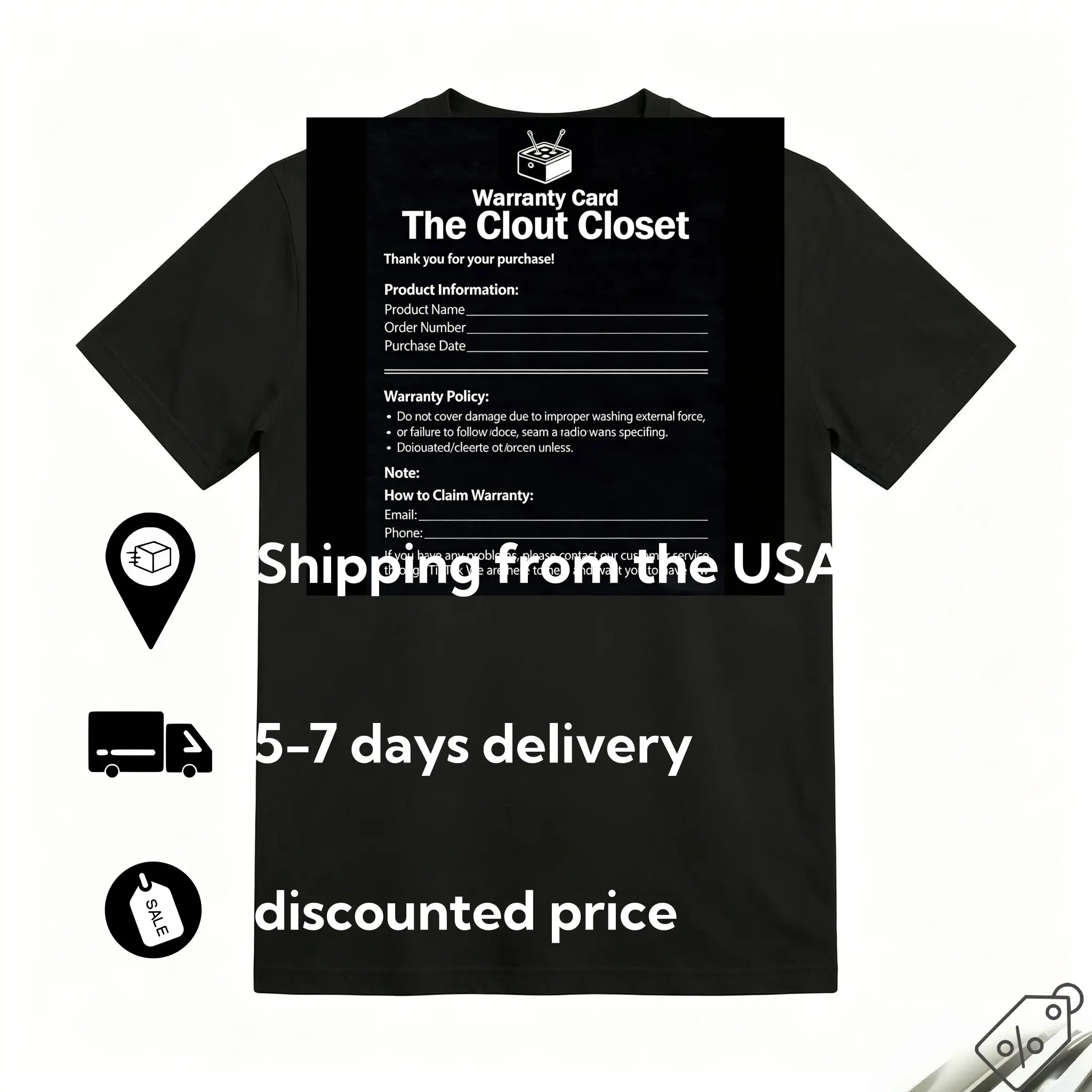 The Clout Closet Trendy T-Shirt After-Sale Warranty Certificate