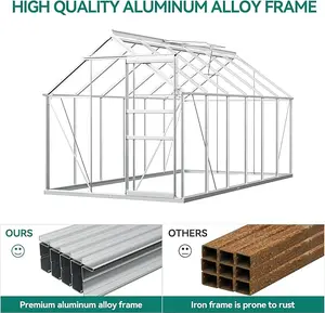 YITAHOME Polycarbonate Greenhouse 6X12FT Large Heavy Duty Green Houses Outdoor Greenhouses Aluminum Sliding Doors Vent Window Premium for Garden Backyard, Sliver