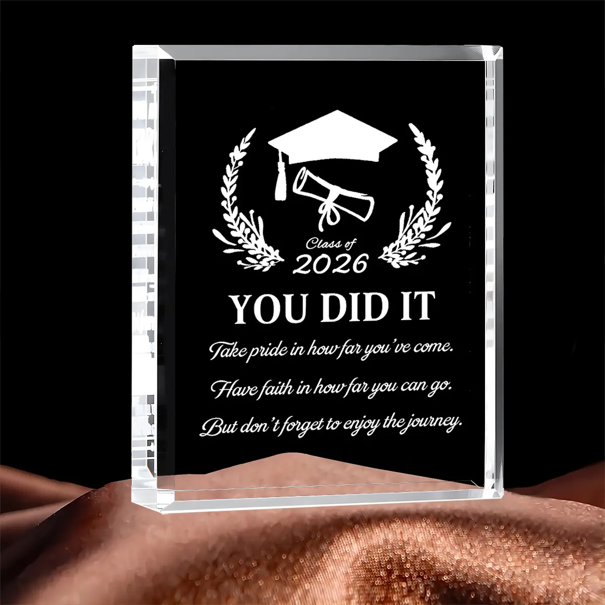 Centerpieces Graduation Gifts for Him & Her, Class of 2026 Inspirational Graduate Gifts, Laser Engraved Crystal Graduation Keepsakes, Ideal for High School, Master & PhD Graduates