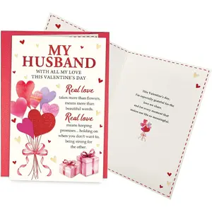 Romantic Valentines Day Card for Husband, Funny Husband Valentines Day Card from Wife, Sweet Vday Cards for Him, With All My Love This Valentine’s Day