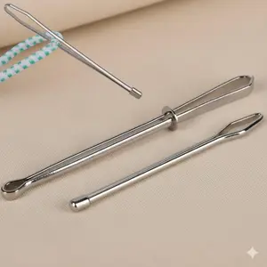 Elastic Cord Threading Tool Set, Non-Slip Handled Sewing Needle Threader & Steel Tweezers for DIY Crafts, Portable Multi-Function Lacing Kit, Rope Threading Device for Handmade Sewing Accessories