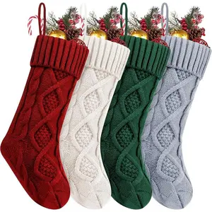 Christmas Stockings, 1/2/3/4 Pack 18 Inches Cable Knitted Large Size Stocking Gifts & Decorations for Family Holiday Xmas PartyGift