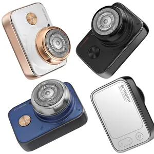 2026 Upgraded Mini Electric Shaver, 2 in 1 Portable Pocket Beard Shaver & Mirror, USB Rechargeable Electric Razor for Home Travel, Wet & Dry Use, Mens Gift