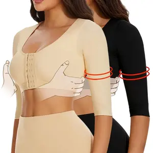 Women  Upper Arm Compression Sleeve Shapers, Women Post Surgery Arm Compression Garments Front Closure, Push-up bra shaping cropped bra