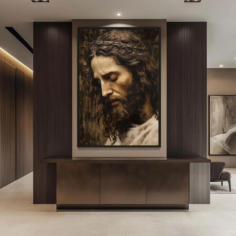 Unframed Jesus Christ Portrait Canvas Print - Modern Christian Religious Wall Art, Aesthetic Home Decor