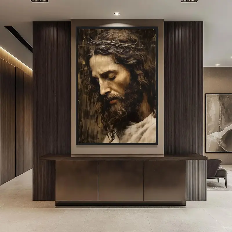 Unframed Jesus Christ Portrait Canvas Print - Modern Christian Religious Wall Art, Aesthetic Home Decor