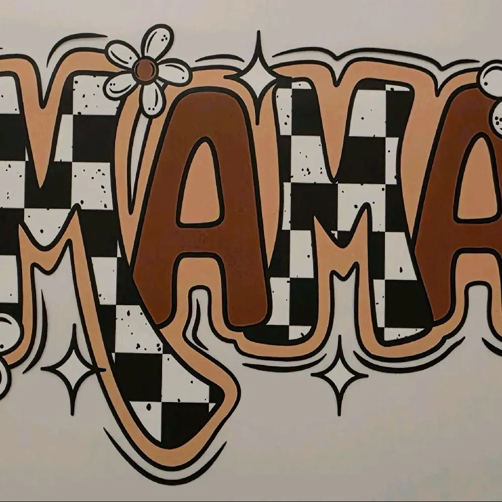 Mama Grab Bag with Checkered Design and Floral Accent