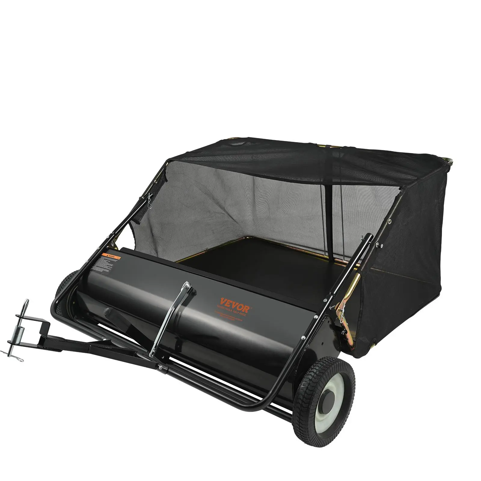 【summerfinds】VEVOR Tow Behind Lawn Sweeper, 44 in Pull Behind Lawn Sweeper, 25 cu. ft Large Capacity Leaf & Grass Collector, Heavy Duty Garden Sweeper with Adjustable Sweeping Height for Yard, Lawn, Farm