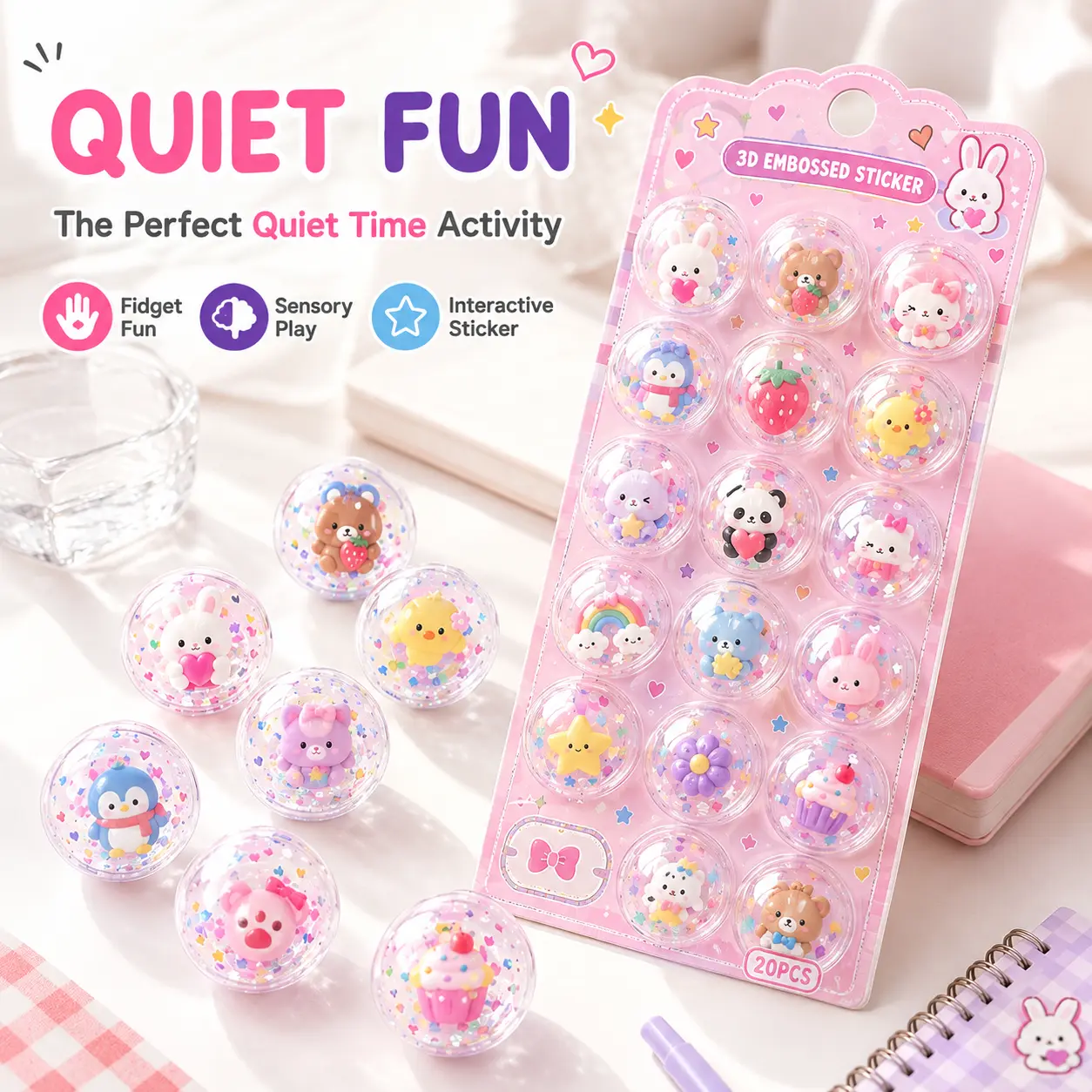 3D Soft Puffy Cartoon Theme Bubble Stickers for Kids - Sensory Play DIY Craft Kit, Shake-Shake Activity Supplies for Journals, Scrapbooking Decor