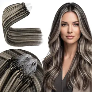 Microlink Hair Human Real Extensions 14inch #1B/613  Black Mix  Blonde Real Human Hair Microlink Extensions 50g/pack