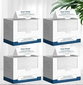 Feel Cosy Disposable XL Clean Towels | 4 Boxes (200 Count) | Ultra Soft | For Makeup Removal & Skincare Daily Cleansing  Essential Exfoliating Pads Cleansers