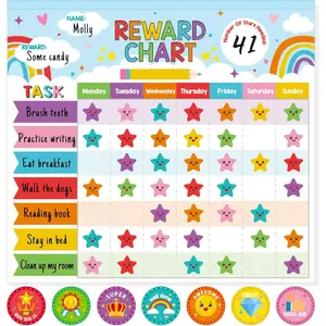 Chart for , Behavior Chore Chart for  at ,26 Rainbow Blue Chore Charts,1960  Stickers,56  Stickers,Incentive Chore Chart to Develop Responsibility and Good Habits