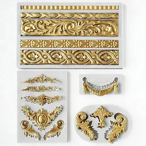 Baroque Style Silicone Molds Curlicues Scroll 3D Border for Clay Fondant Chocolate Sugar Craft Decor, Vintage Wedding Birthday Cake Cupcake Topper Decoration