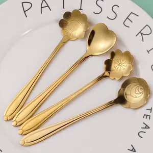 4pcs Stainless Steel Cherry Blossom Spoon Set, High-Value Coffee and Dessert Spoons for Gifts, Elegant Stirring Small Spoons