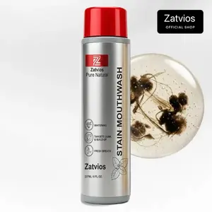 Zatvios Stain Whitening Mouthwash, 237ml Oral Care Product, Daily Clear Mouthwash with Peroxide, Propolis & Essential Oils for Teeth Whitening & Breath Freshening Cleanser Cleansing