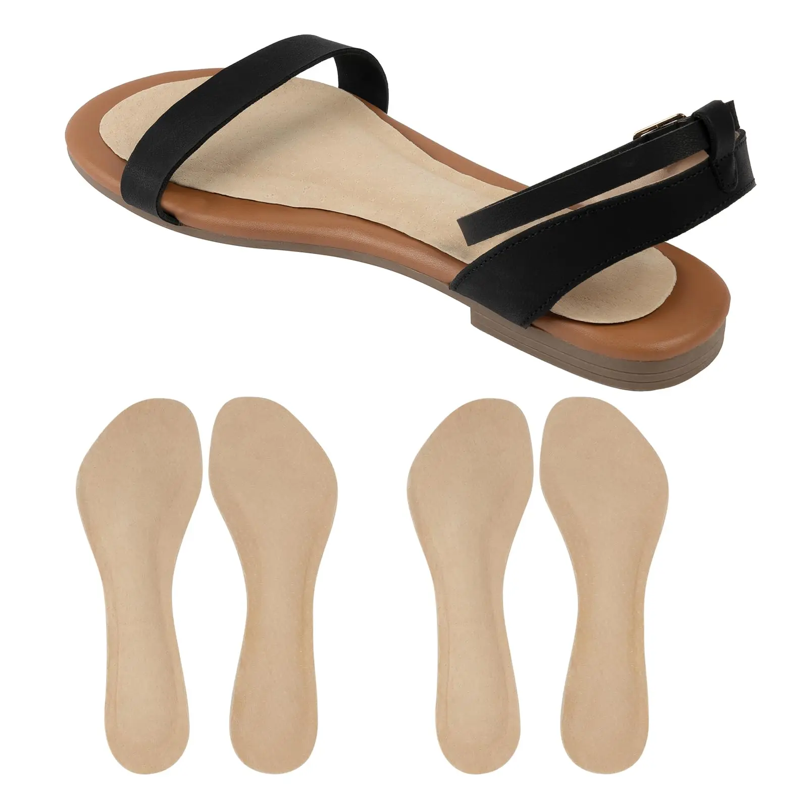 2 Pairs Leather High Heel Inserts For Women  Invisible Cushioning Insoles Sandal Flats Boots Self-adhesive Sweat-absorb Dress Shoe Pads Blister Loose Shoes. L 8-12 Size