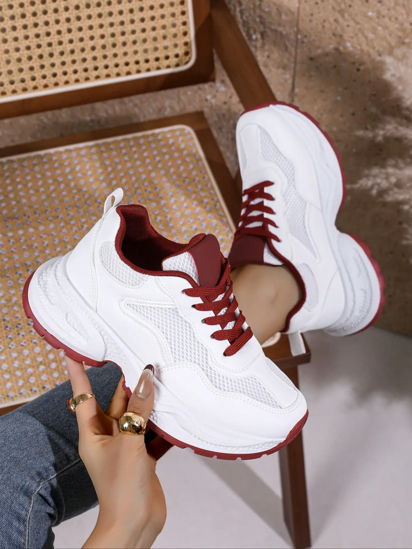 Women's Dad Shoes Spring & Fall All-Season Comfortable Breathable Mesh Sneakers, Trendy Walking Sneaker, Walking Shoes, Thick Sole Height Increasing Casual Fashion Shoes
