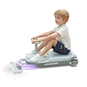 Unicoo Kids Electric Go Kart, 12V Rechargeable Ride-On Wiggle Car with Mood Light, Portable Go Cart with 5 Adjustable Speed, Clean Car for Ages 3-8, Perfect for Fun and Safe Indoor & Outdoor