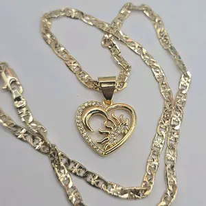 Heart Fashion Necklace with Sun & Moon Design, Featuring Gold color Chain, Ideal for Any Occasion jewelry Gold-Plated perfect date creative