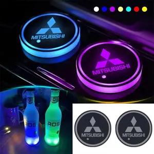Mitsubishi Car Dedicated 7 Color LED Cup Holder Mat, Atmosphere Light Water Cup Pad, Fits Outlander/pajero/galant/eclipse Interior Accessories