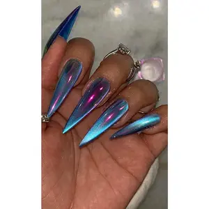 Northern Lights Chrome Cateye Press On Nails | Handmade