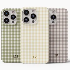 Personalized Gingham Check Phone Case, Custom Initials Monogram iPhone 17 Case, Birthday gift