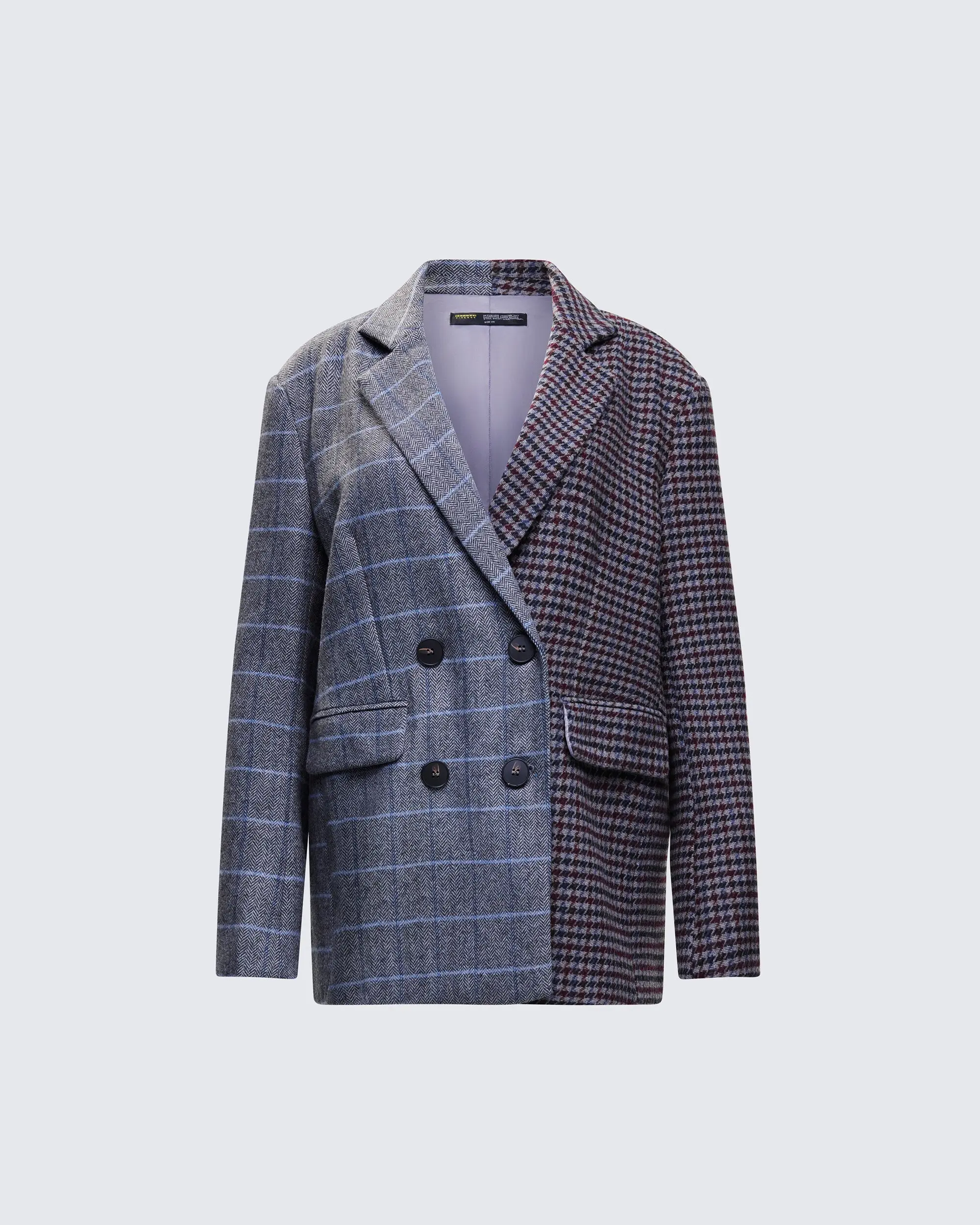 Dionne Grey Mixed Check Double Breasted Blazer