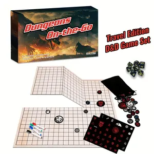 KALOSU 6-Fold Dual-Side Game Board Dungeons On-the-Go Travel Version  All-in-One Game Set Portable Play Anywhere with Tokens Accessories Perfect For Dungeons and Dragons Pathfinder TTRPG Party Games Activities