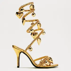 Lost Love Wap Up Heels-Gold Women