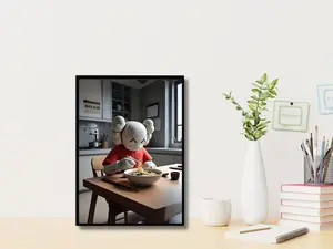 Kaws Eating Noodles Poster, Hypebeast Figure, Kaws Kichan Printable Poster, Minimalist Hypebeast, Kaws Wall Decor Digital Download
