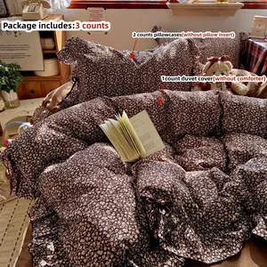 Vintage French Print Soft Decorative Bedding Set, Includes 1duvet cover and 2 Pillowcases,no insert, Breathable Fabric, All Seasons, Perfect Gift, Soft Bedding Sets