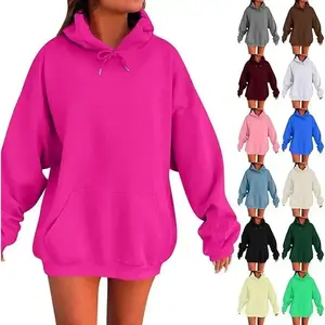 Oversized Hoodies for Women Plus Size Drop Shoulder Fleece Pullover Sweatshirts with Pocket Winter Long Sleeve Shirts