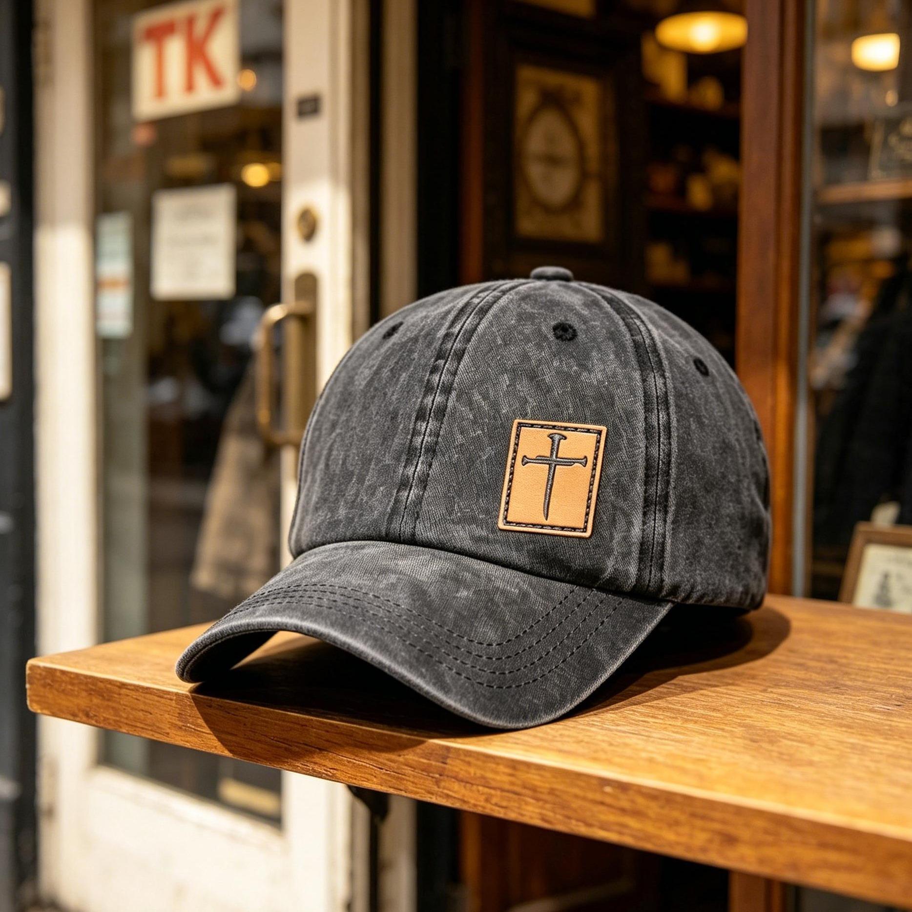 Vintage Cross Leather Patch Dad Hat | Timeless Faith & Style Vintage Cross Leather Patch Dad Hat | Timeless Faith & Style