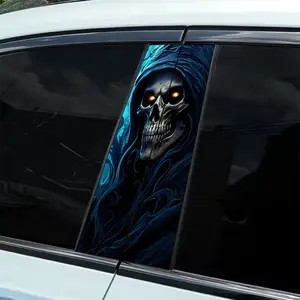 2-Piece Scary Skull Personality Vinyl Decal - Durable PVC Self-Adhesive Waterproof Sticker Side Decals for Cars, Walls, Laptops, Trucks, Motorcycles, Vehicle Scratch Covers - Perfect for Birthday Party Gifts