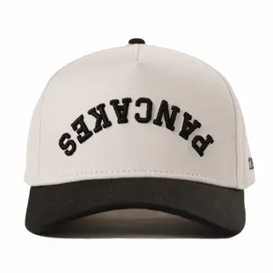 Pancakes Upside Down A-Frame Snapback Hat (Off-White / Black)