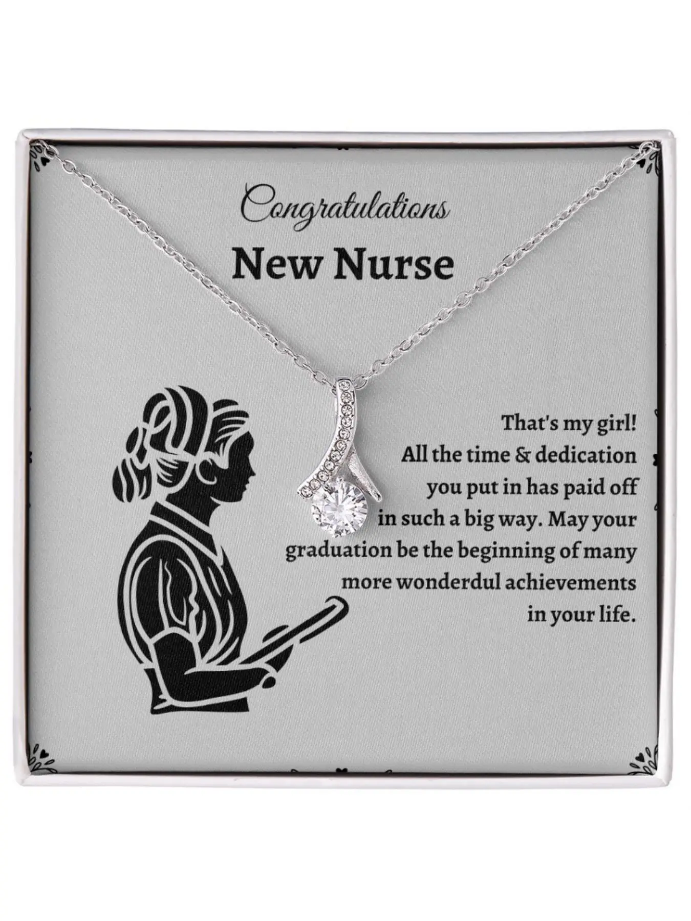 Congratulations New Nurse Necklace V-shaped Pendant Necklace with Card and Gift Box Nurse 2026 Graduation Gift Registered Nurse Jewelry Gift