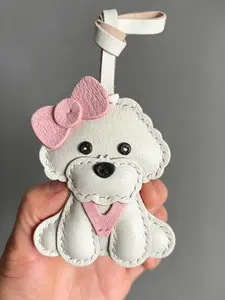 Bichon Frise Dog Bag Charm, 3D Design, Hand-Stitched Details, Healing-Vibe, Instagram-Style Accessory, Pet Lover Gift, Friend & Couple Charm, Backpack Bag Charms