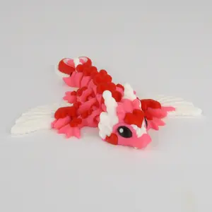 Valentines Heart Dragon Articulated and 3d printed - Multicolor Decor Gift