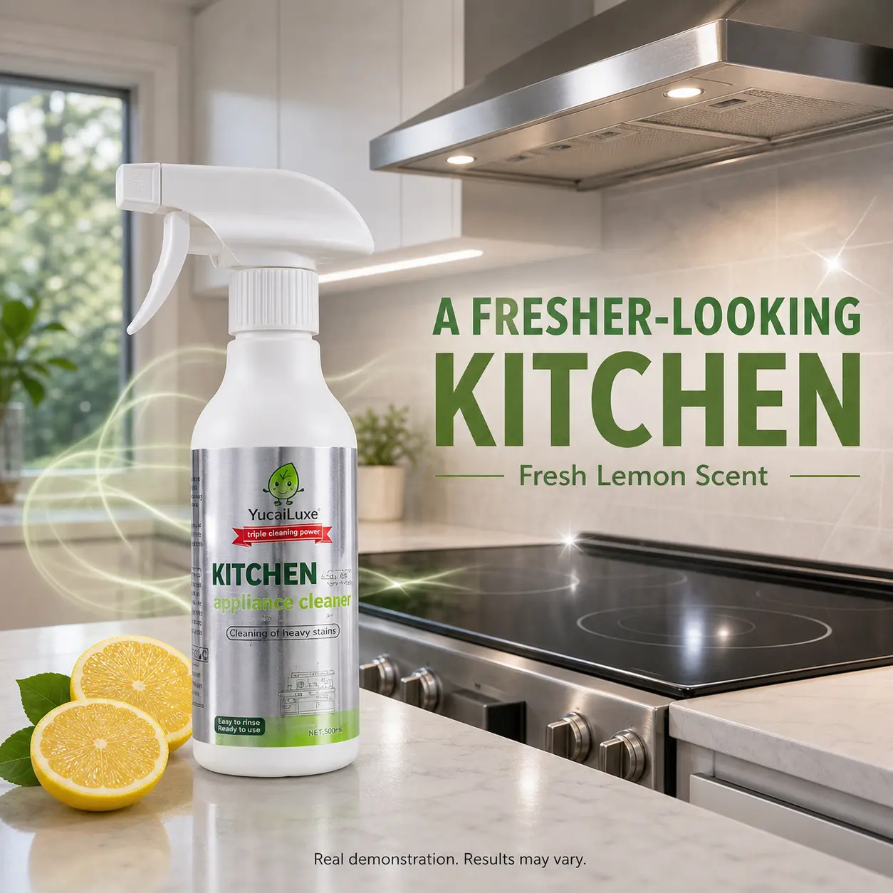 Kitchen Degreaser Foam Spray, 300ml Clinging Cleaner for Range Hood, Stove, Oven & Appliance Exteriors, YucaiLuxe Triple Power